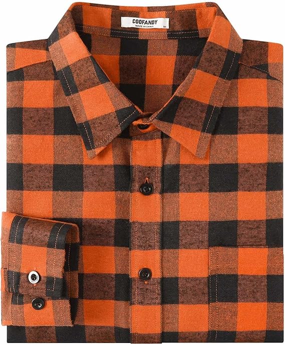 COOFANDY Men's Casual Long Sleeve Button Up Plaid Flannel Shirt Jacket with Pocket
