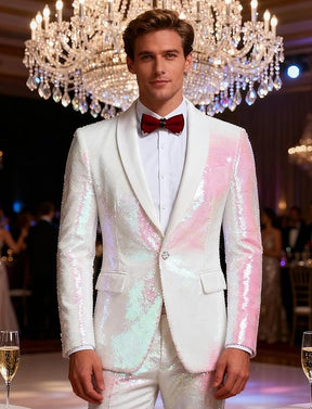 COOFANDY Men's Shiny Sequin Blazer Irish Holiday Party Prom Dinner One Button Suit Jacket