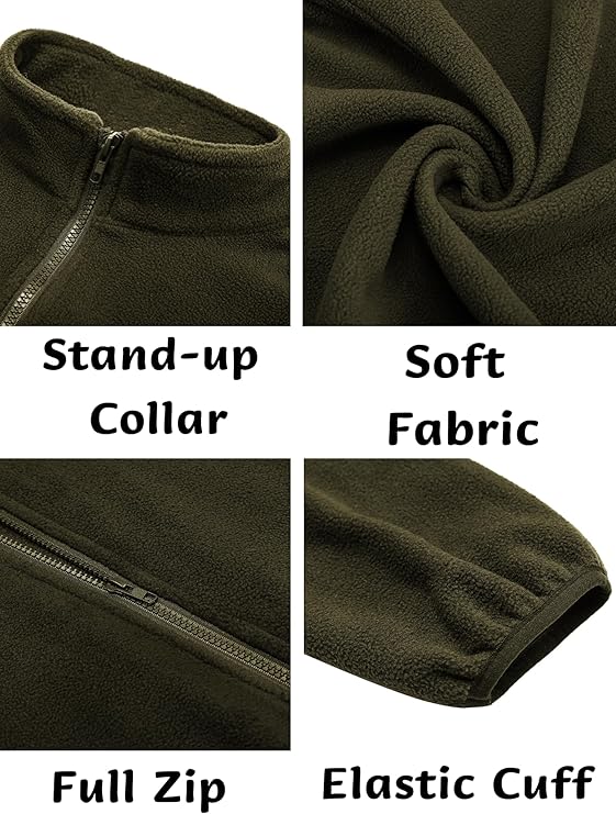 COOFANDY Men's Soft Polar Fleece Jacket Lightweight Full Zip Jackets Casual Outdoor Warm Jackets Coats with Pockets