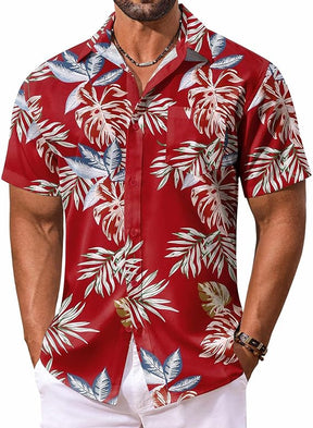 COOFANDY Men's Hawaiian Shirt Short Sleeve Floral Button Down Shirts Tropical Vacation Beach Shirts with Pocket