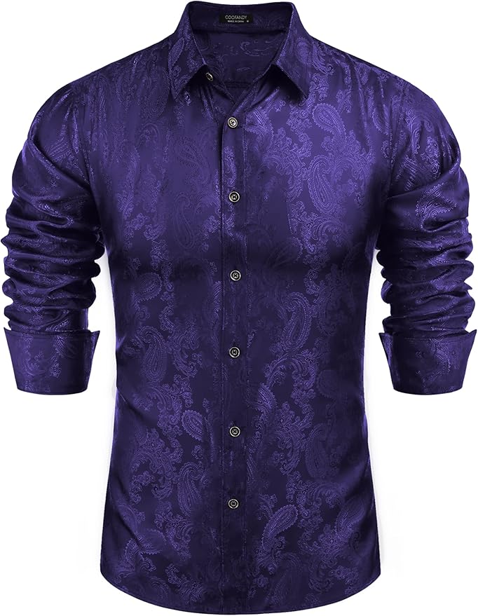COOFANDY Men's Saint Patrick's Day Green Long Sleeve Dress Shirt for Bar Crawl Party Prom Dance