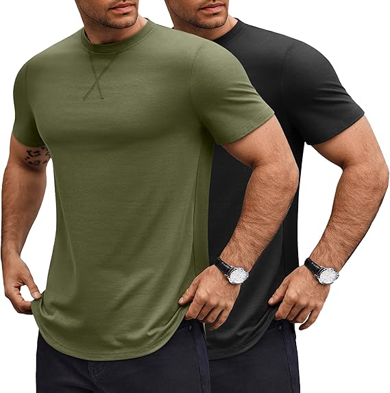 COOFANDY Mens T Shirts Casual Short Sleeve Cotton Tee Shirts Hipster Hip Hop Longline T-Shirt Basic Summer Tops