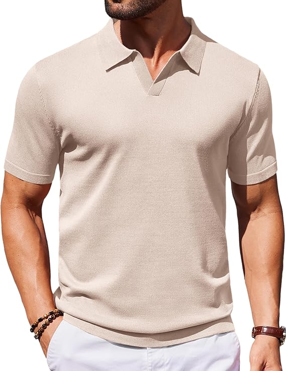COOFANDY Knit Polo Shirts Polo T Shirt Golf Shirts