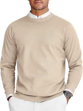 COOFANDY Mens Crew Neck Sweaters Long Sleeve Lightweight Knit Dress Pullover Sweaters