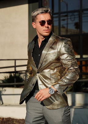 COOFANDY Mens Metallic Jacket Regular Fit Blazer Casual 70s Disco Party Sport Coat