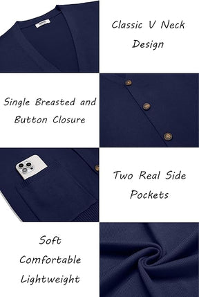 COOFANDY Men's Cardigan Sweater Long Sleeve Casual V Neck Button Down Knitted Sweater with Pockets