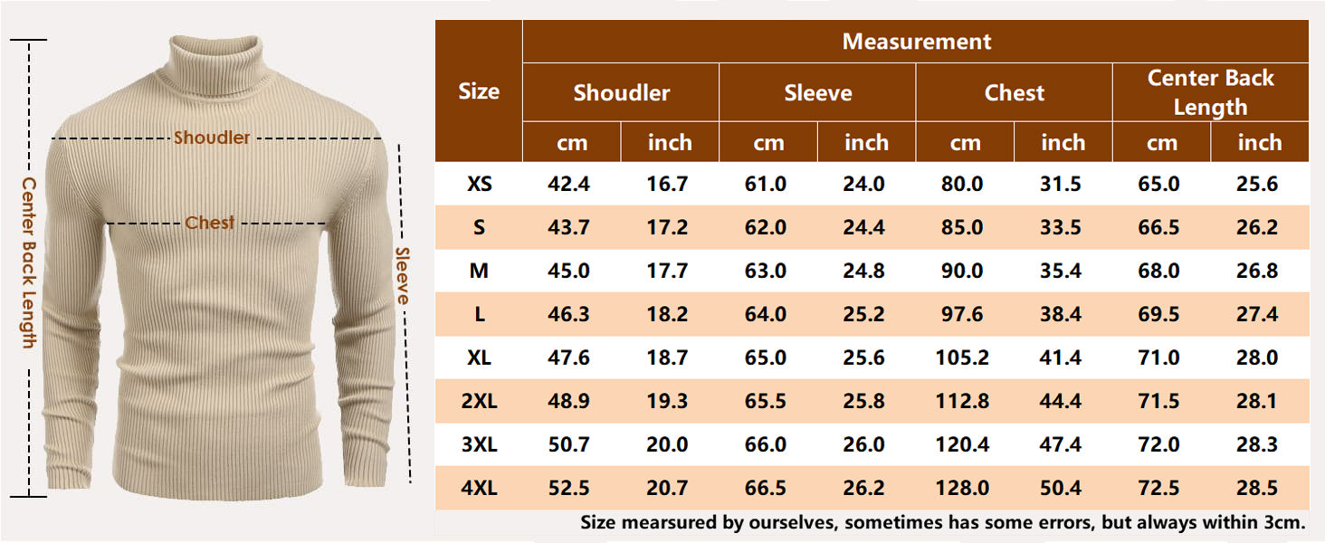 COOFANDY Mens Ribbed Slim Fit Knitted Pullover Casual Turtleneck Sweater