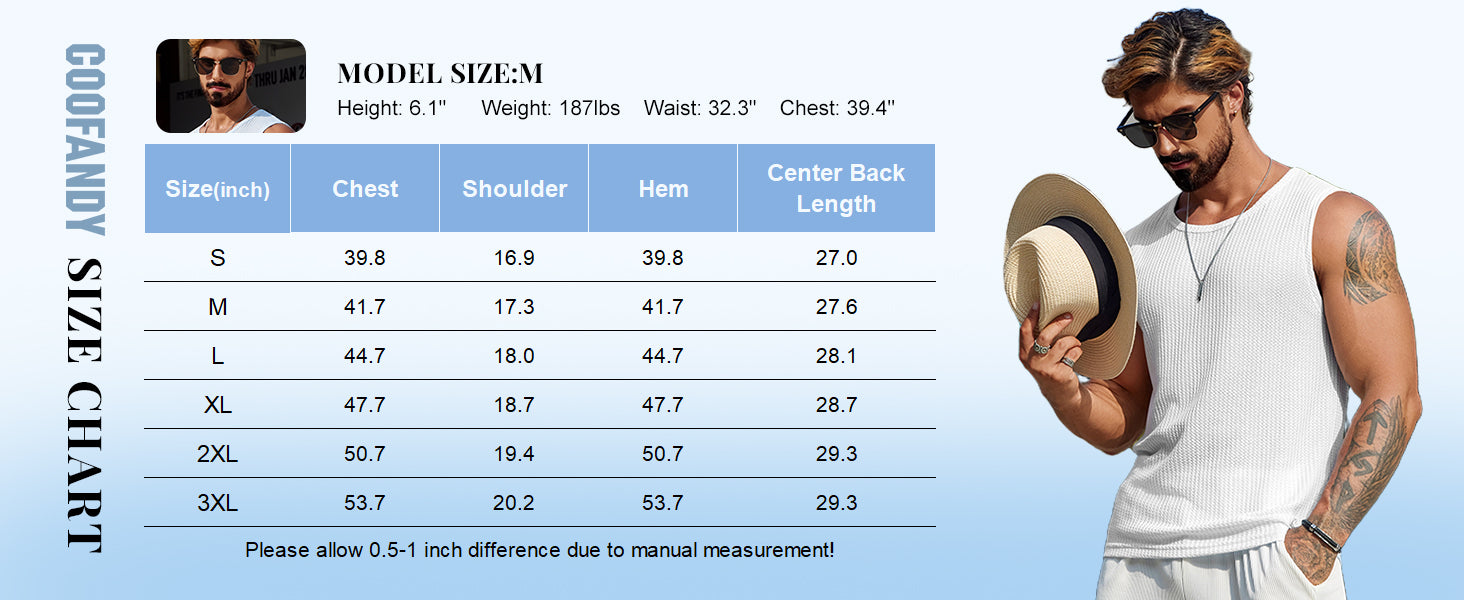 COOFANDY Mens Casual Tank Tops 2 Pack Waffle Knit Sleeveless Shirt Breathable Tank Shirts Summer Muscle Tee
