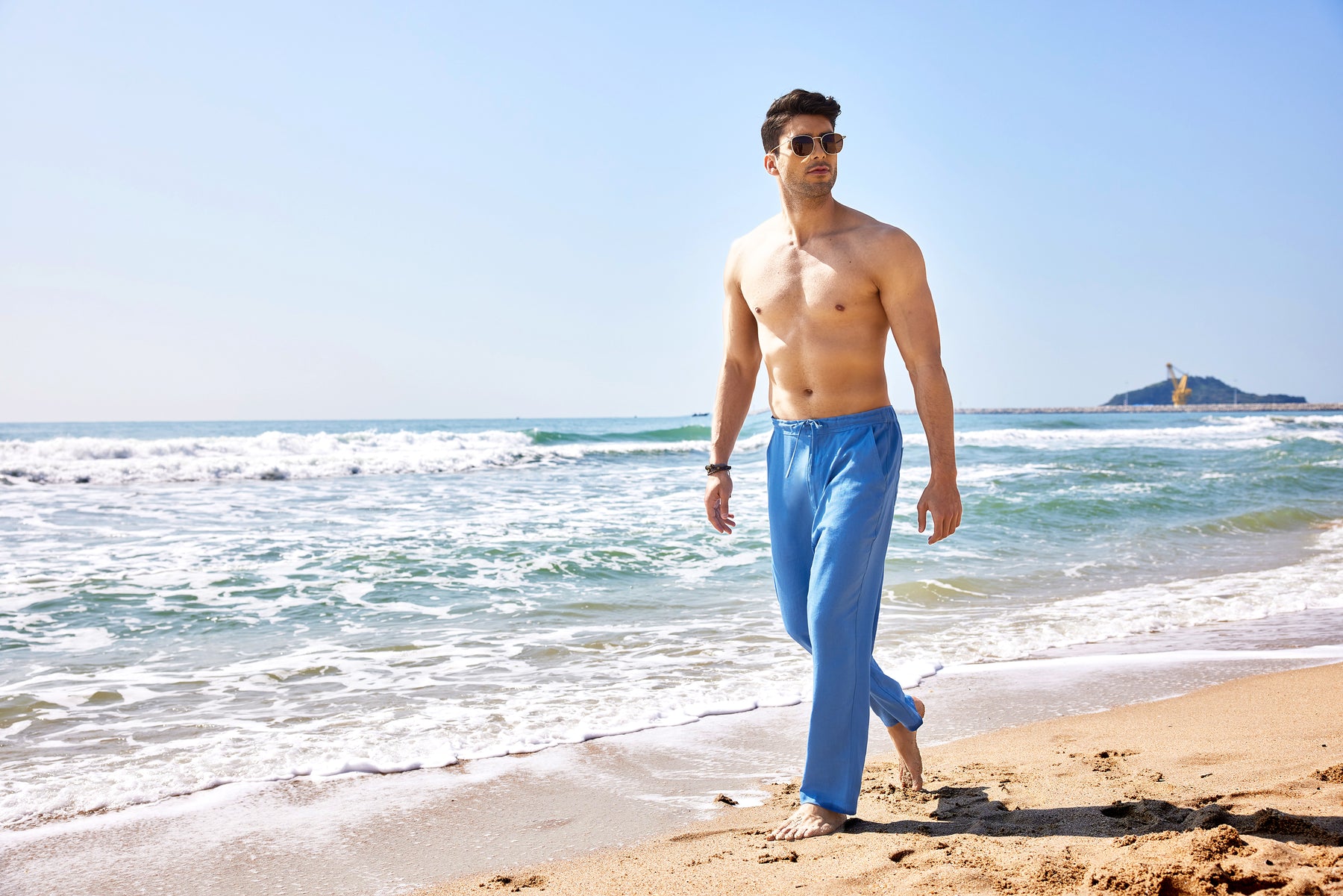 COOFANDY Men's Casual Linen Pants Elastic Waist Drawstring Yoga Beach Pants Lightweight Loose Fit Trousers with Pockets