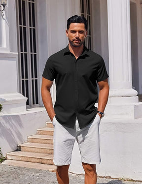 COOFANDY Men's Button Down Short Sleeve for Men Summer Business Casual Dress Shirt