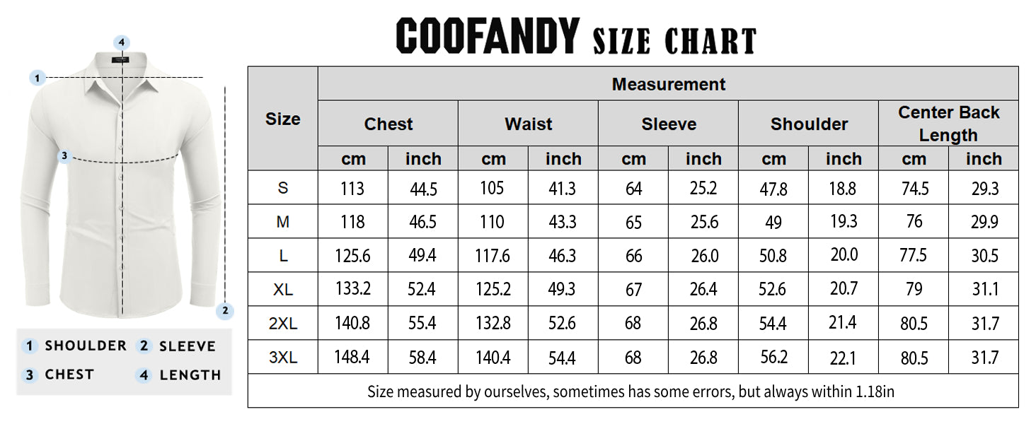 COOFANDY Men's Casual Long Sleeve Button Down Summer Beach Shirt