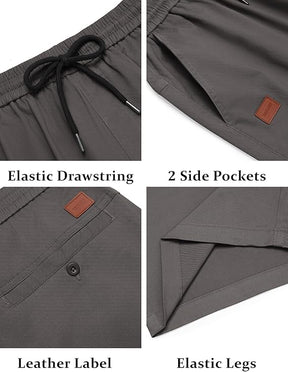 COOFANDY Men's Casual Shorts 9'' Cotton Drawstring Elastic Waist Lightweight Summer Beach Shorts with Pockets