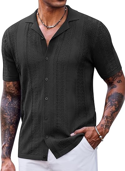 COOFANDY Men's Saint Patrick's Day Green Vintage Knit Shirt