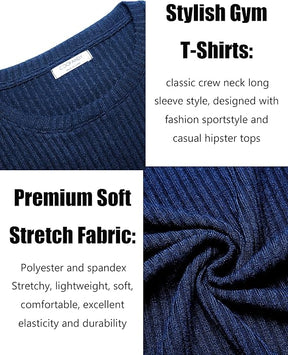 COOFANDY Men's 2 Pack Muscle T-Shirt Stretch Long Sleeve Gym Workout Bodybuilding Training Tee Shirts Casual Hipster Tops