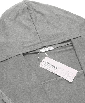COOFANDY Long Hooded Cardigan Ruffle Shawl Collar Open Front Lightweight Drape Cape Overcoat with Pockets S-XXXL