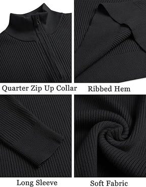 COOFANDY Men's Quarter Zip Sweaters Slim Fit Mock Neck Pullover Sweater Lightweight Knitted Polo Sweaters
