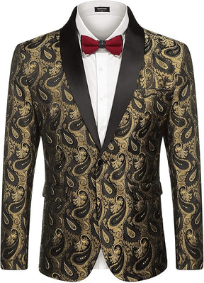 COOFANDY Mens Floral Tuxedo Jacket Paisley Shawl Lapel Suit Blazer Jacket for Dinner,Prom,Wedding