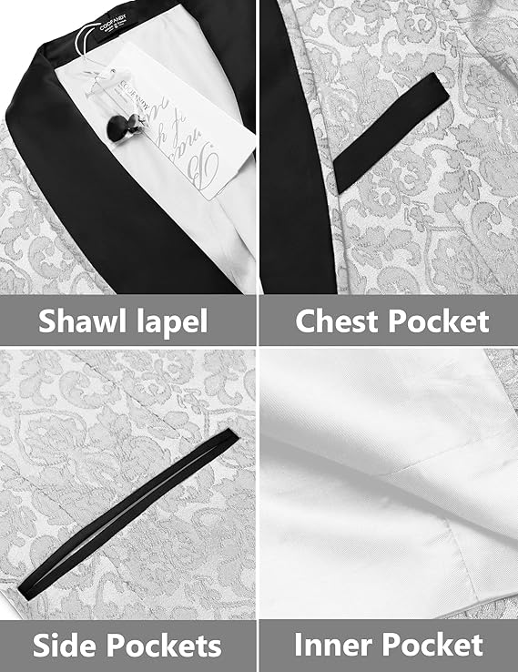COOFANDY Men's Floral Tuxedo Suit Jacket Slim Fit Dinner Jacket Party Prom Wedding Blazer Jackets