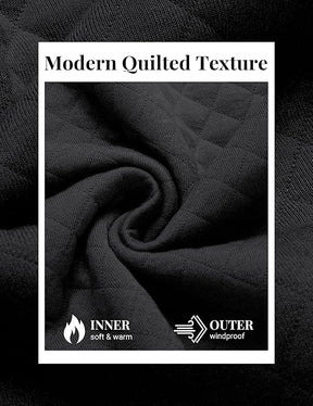 COOFANDY Mens Quarter Zip Pullover Quilted Sweatshirt Knit Long Sleeve Mock Neck Sweater Polo with Pocket