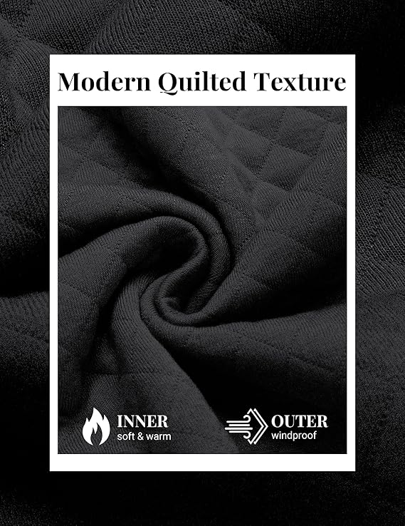 COOFANDY Mens Quarter Zip Pullover Quilted Sweatshirt Knit Long Sleeve Mock Neck Sweater Polo with Pocket