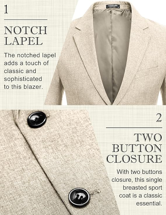 COOFANDY Men's Blazer Casual Slim Fit Sport Coats Two Button Lightweight Suit Jacket