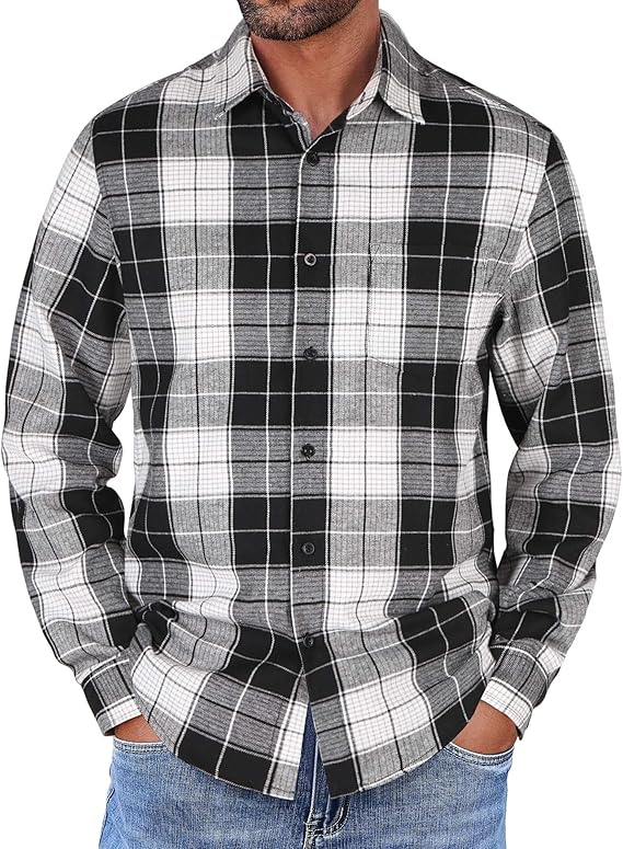COOFANDY Flannel Shirts Long Sleeve Button Down Shirt