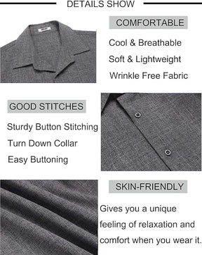 COOFANDY Button Down Shirt Short Sleeve Casual Shirts Linen Shirts