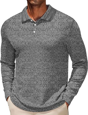 COOFANDY Men's Casual Polo Shirts Long Sleeve Textured Knit Tee Shirt Wrok Tshirts