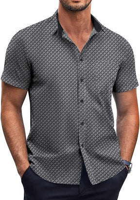 COOFANDY Short Sleeve Button Down Shirts Dress Shirts Casual Polka Dot Print