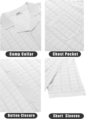 COOFANDY Button Down Shirt Polo Shirts Short Sleeve