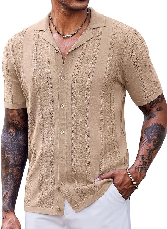 COOFANDY Men's Saint Patrick's Day Green Vintage Knit Shirt