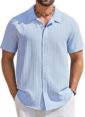 COOFANDY Men's Short Sleeve Casual Button Down Shirts Textured Summer Beach Shirt