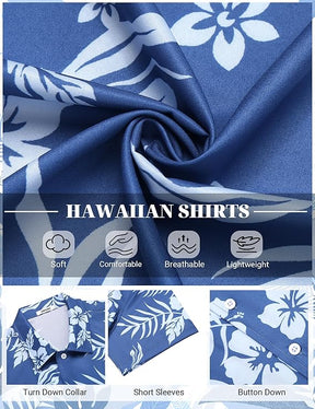 COOFANDY Mens Hawaiian Shirt Short Sleeve Button Down Floral Aloha Shirts Tropical Vacation Beach Shirts