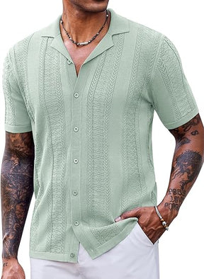 COOFANDY Men's Saint Patrick's Day Green Vintage Knit Shirt