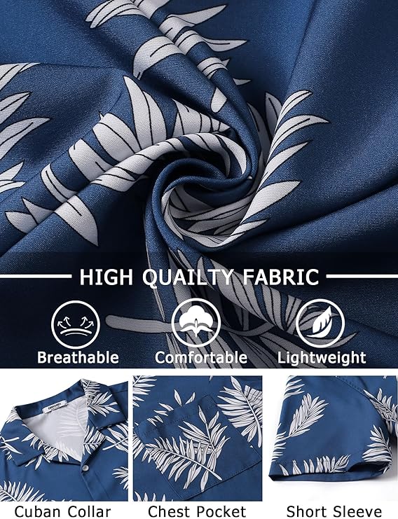 COOFANDY Mens Hawaiian Shirt Short Sleeve Casual Funky Beach Shirt Summer Shirts with Pocket
