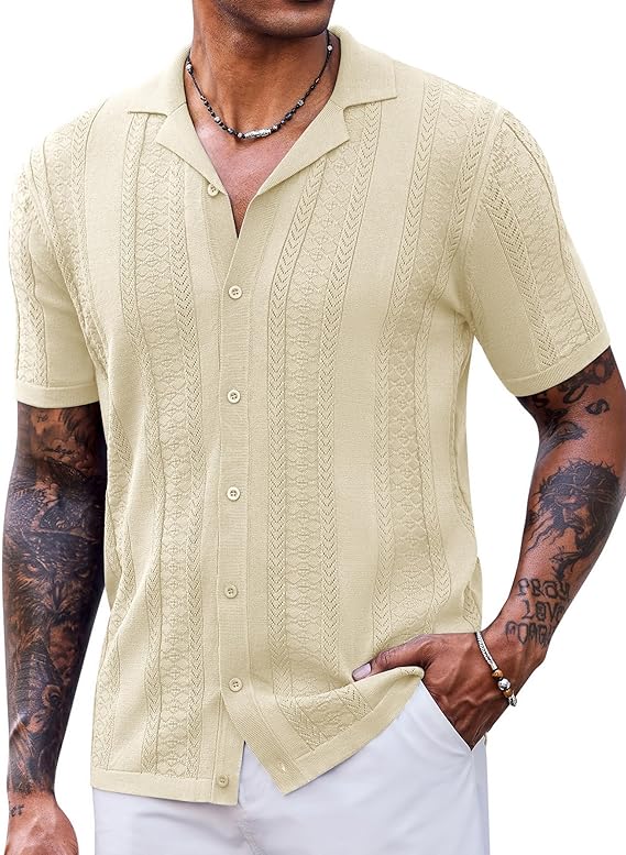 COOFANDY Men's Saint Patrick's Day Green Vintage Knit Shirt