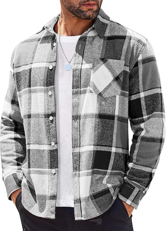 COOFANDY Flannel Shirts Plaid Shirt Button Down Shirts