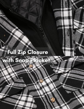 COOFANDY Men's Plaid Hoodie Flannel Shirt Jacket Long Sleeve Casual Fashion Button Shirts