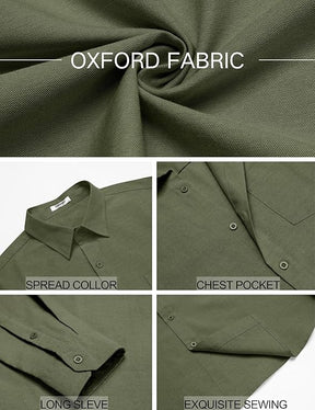COOFANDY Mens Oxford Shirt Long Sleeve Casual Button Down Shirts Soild Dress Shirts with Pocket