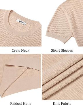 COOFANDY Men's T-Shirts Short Sleeve Knit Shirts Casual Crewneck Ribbed Dress Tee Shirt