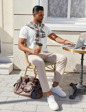 COOFANDY Mens Cotton Henley T-Shirts Short Sleeve Button Casual Basic Tees Work Shirts with Split Side