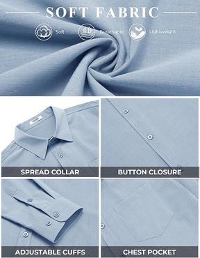 COOFANDY Mens Button Down Shirt Casual Untucked Shirts Long Sleeve Dress Shirt with Pocket