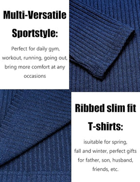 COOFANDY Men's 2 Pack Muscle T-Shirt Stretch Long Sleeve Gym Workout Bodybuilding Training Tee Shirts Casual Hipster Tops