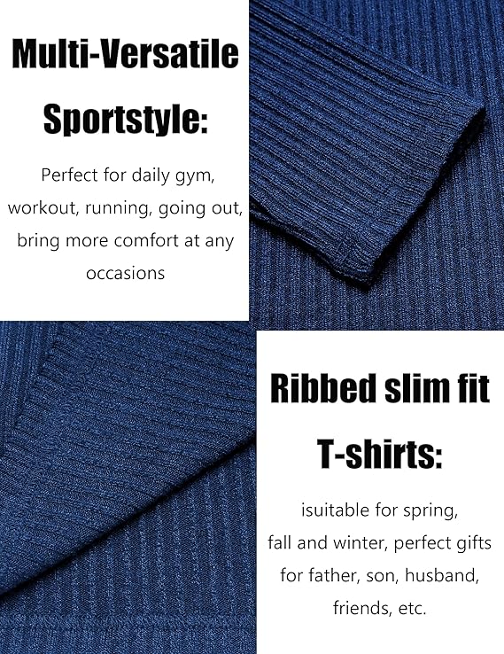 COOFANDY Men's 2 Pack Muscle T-Shirt Stretch Long Sleeve Gym Workout Bodybuilding Training Tee Shirts Casual Hipster Tops