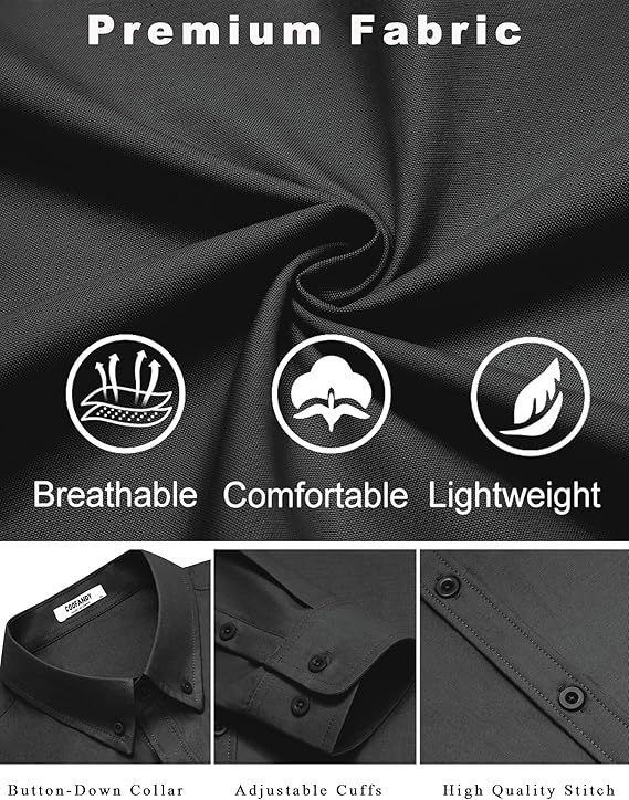 COOFANDY Men's Long Sleeve Regular Fit Button Down Oxford Shirt