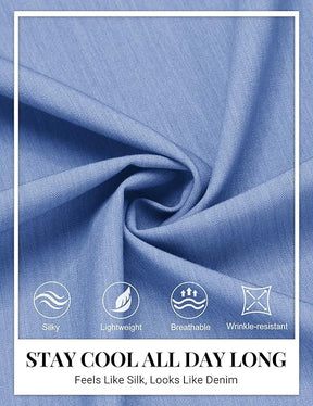 COOFANDY Mens Button Down Short Sleeve Shirt Casual Summer Stretch Denim Dress Shirts with Pocket