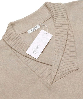 COOFANDY Men Casual Knitted Sweaters Shawl Collar Dress Sweater Long Sleeve V-Neck Pullover Tops