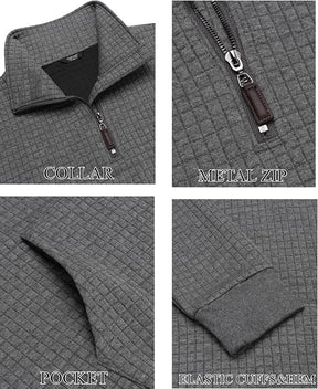 COOFANDY Mens Quarter Zip Sweatshirt Long Sleeve Casual Waffle Pullover Hoodies with Pocket