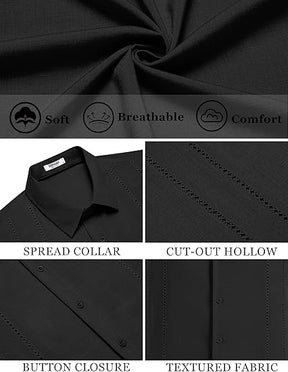 COOFANDY Men's Cuban Guayabera Shirt Casual Short Sleeve Button Down Shirts Summer Beach Shirts