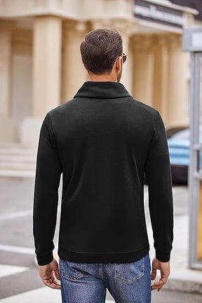 COOFANDY Men's Fashion Shawl Collar Pullover Casual Long Sleeve Knitted Sweater Sweatshirts